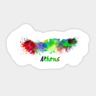 Athens skyline in watercolor Sticker